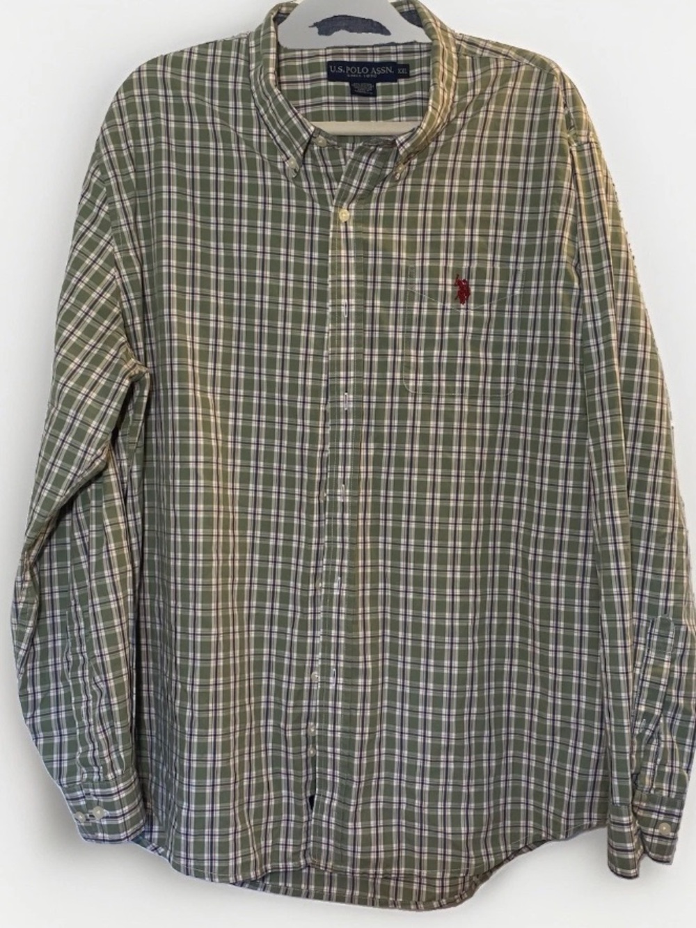 Polo Ralph Lauren Mens XXL Green Check Flesh Pony Classic Fit Button Down Cotton
